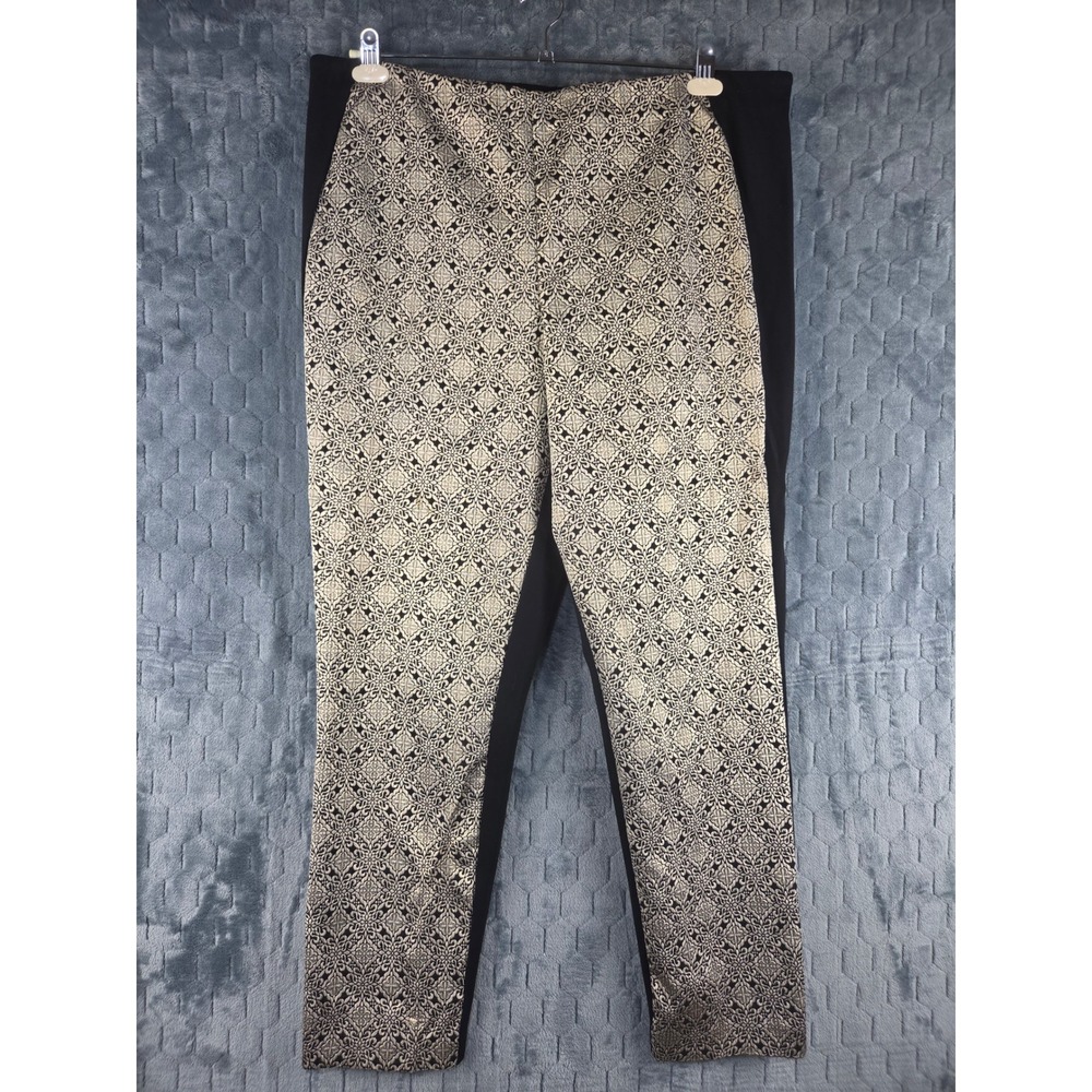 Lane Bryant Gold Black Damask Jacquard Side Zip Ankle Pants Plus Size 18/20